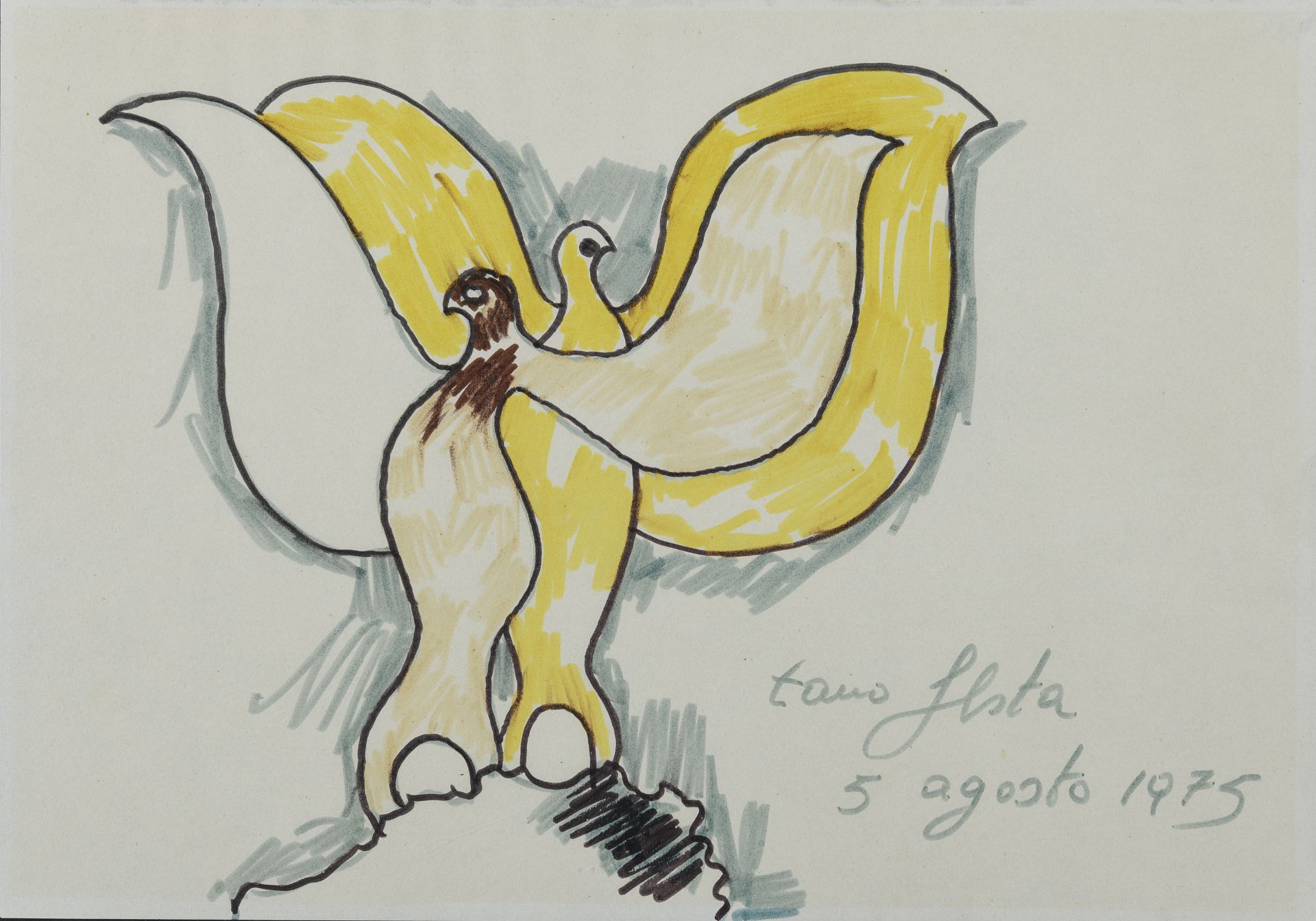 FELT PEN DRAWING OF EAGLES BY TANO FESTA 1975