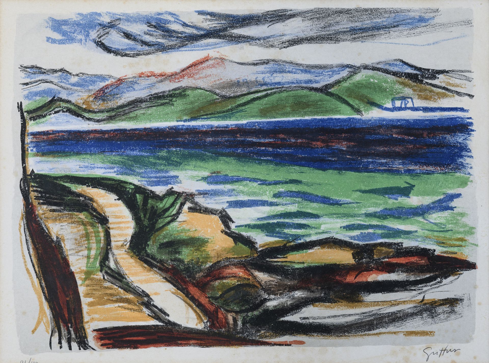 LANDSCAPE LITHOGRAPH BY RENATO GUTTUSO