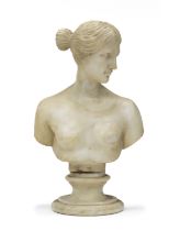 SMALL BUST OF DIANA IN WHITE MARBLE 19TH CENTURY