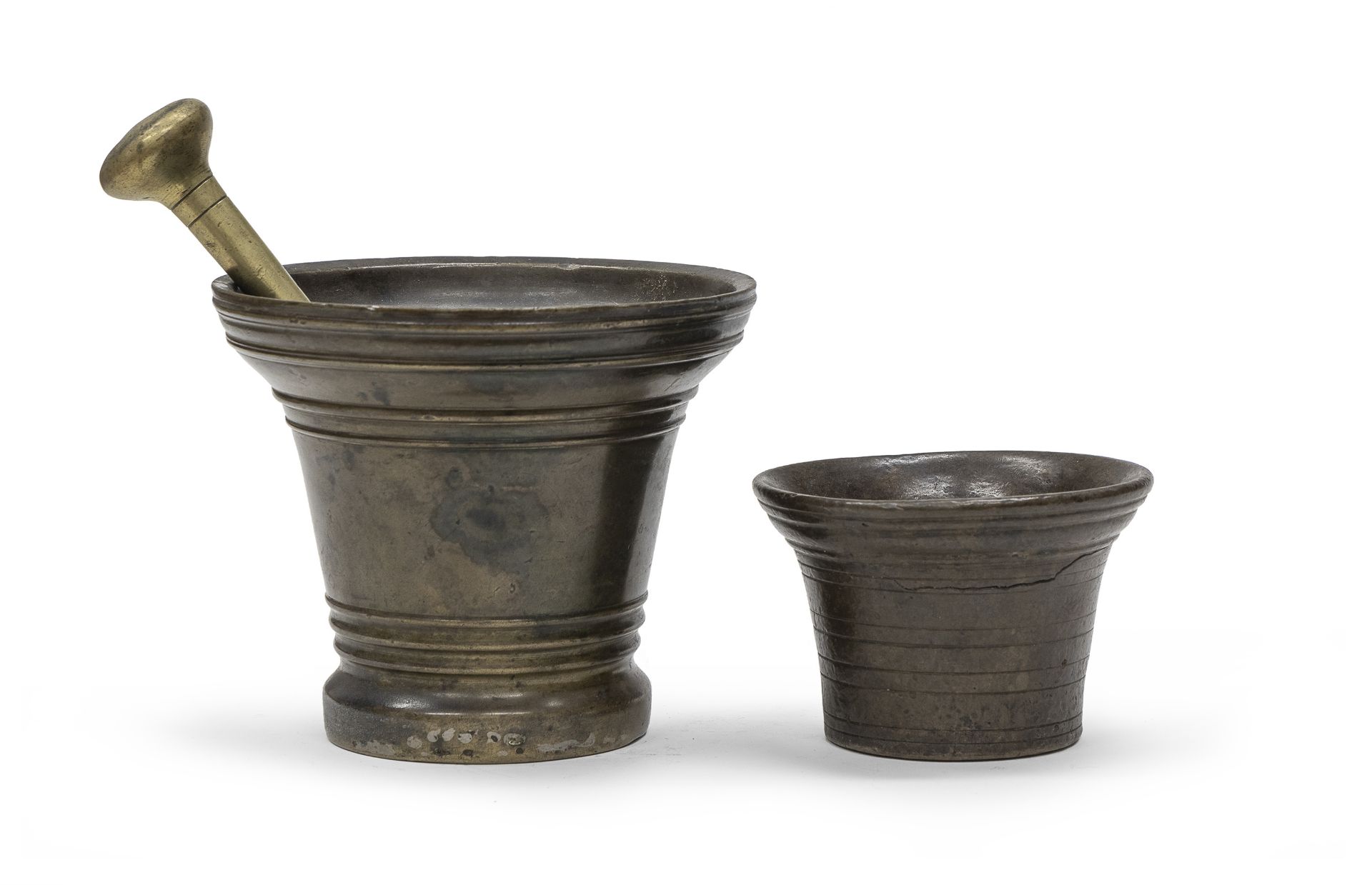 TWO BRONZE MORTARS 18TH CENTURY