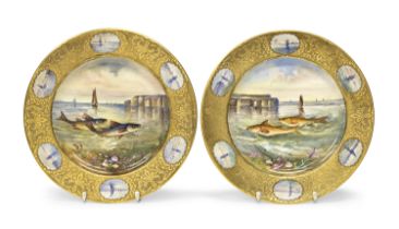 PAIR OF PORCELAIN PLATES LIMOGES FIRST HALF OF THE 20TH CENTURY