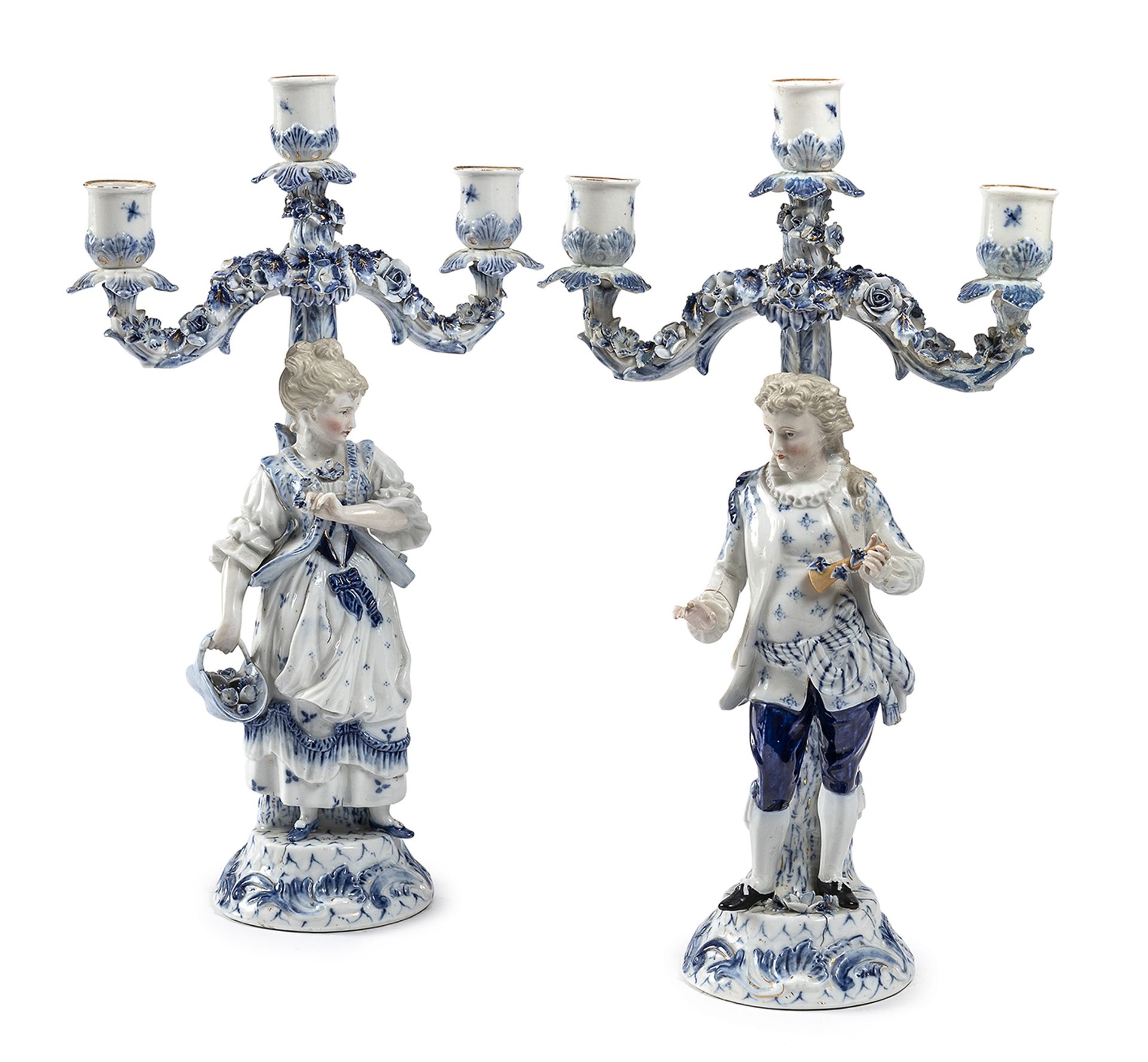 PAIR OF PORCELAIN CANDELABRA EARLY 20TH CENTURY