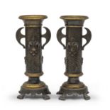 PAIR OF BURNISHED BRONZE CANDLE HOLDERS 19TH CENTURY