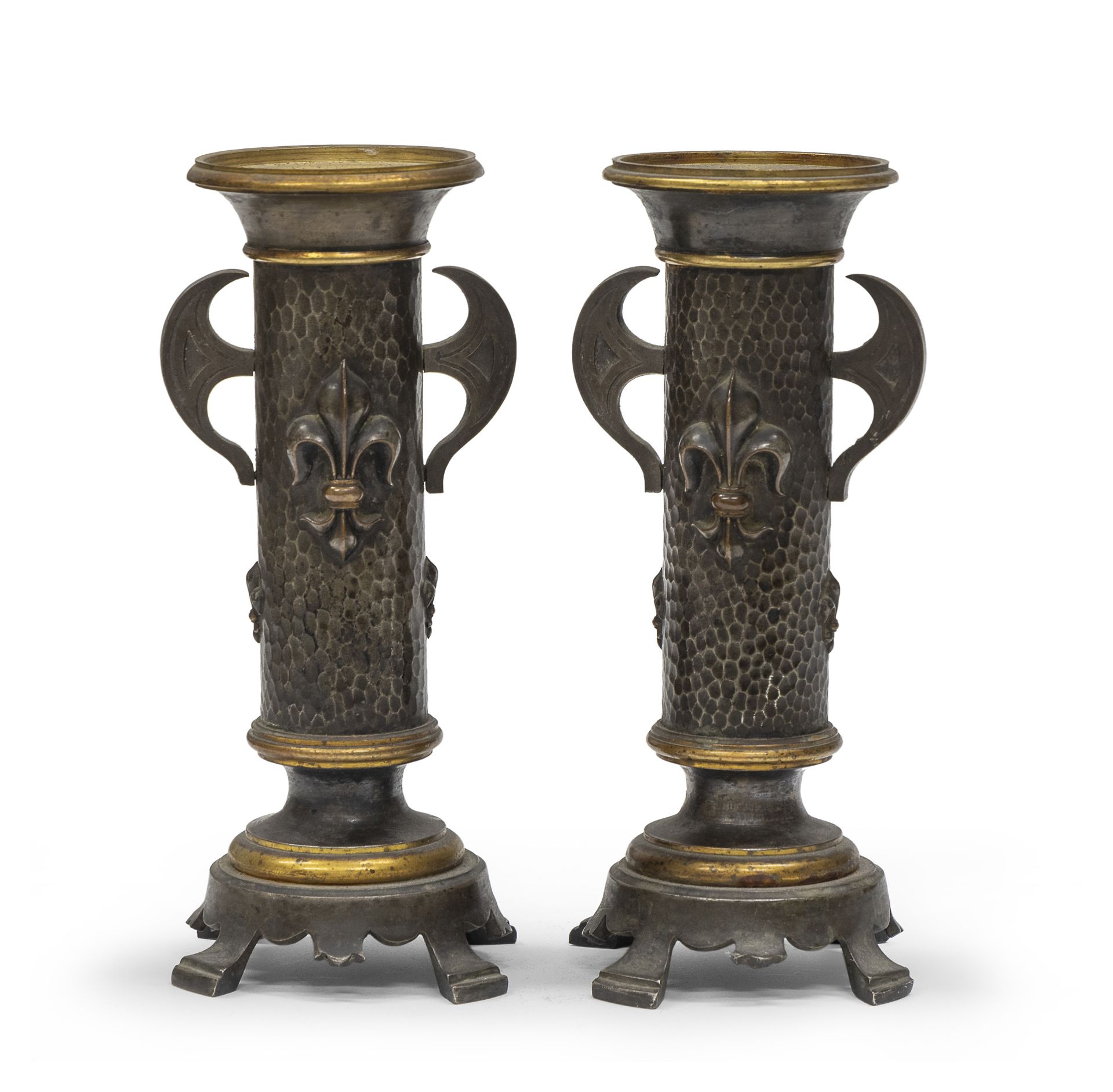 PAIR OF BURNISHED BRONZE CANDLE HOLDERS 19TH CENTURY