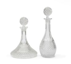 TWO CRYSTAL WINE BOTTLES 20TH CENTURY