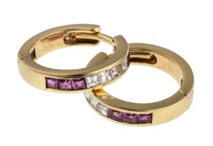 GOLD EARRINGS WITH RUBIES AND DIAMONDS