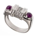 WHITE GOLD RING WITH TWO RUBIES AND DIAMONDS