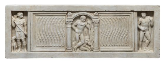 STRIGLED BAS-RELIEF IN WHITE MARBLE 19TH CENTURY