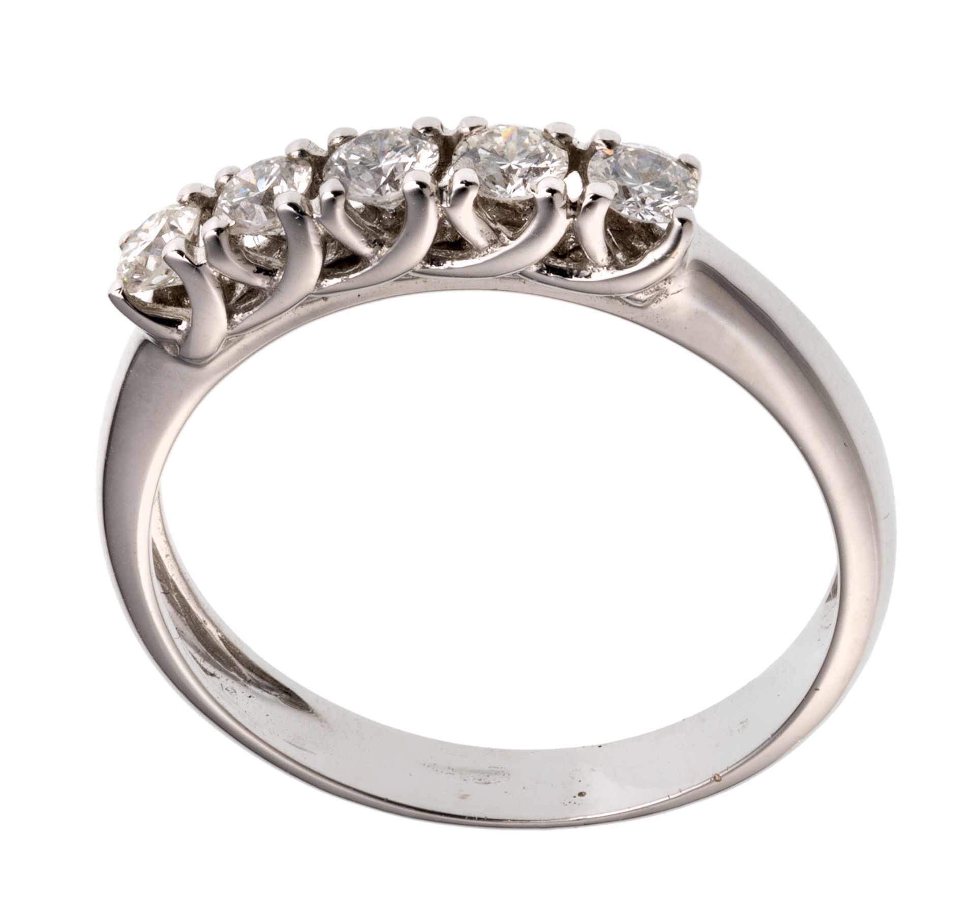 WHITE GOLD RIVIERE RING WITH FIVE DIAMONDS