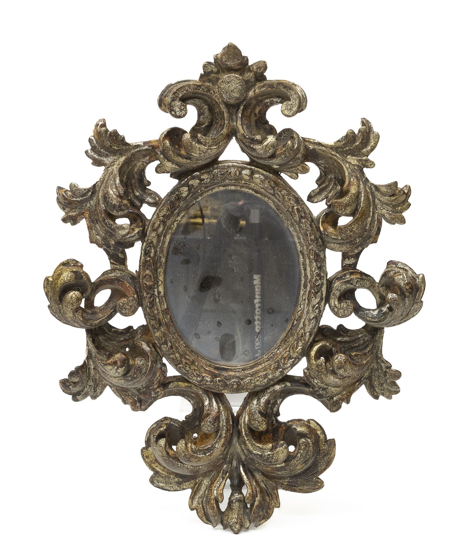 SMALL SILVER-PLATED WOOD MIRROR EARLY 20TH CENTURY