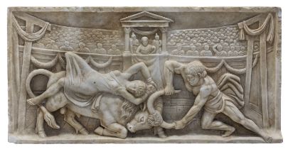 BAS-RELIEF IN WHITE MARBLE ROMAN STYLE END OF THE 19TH CENTURY