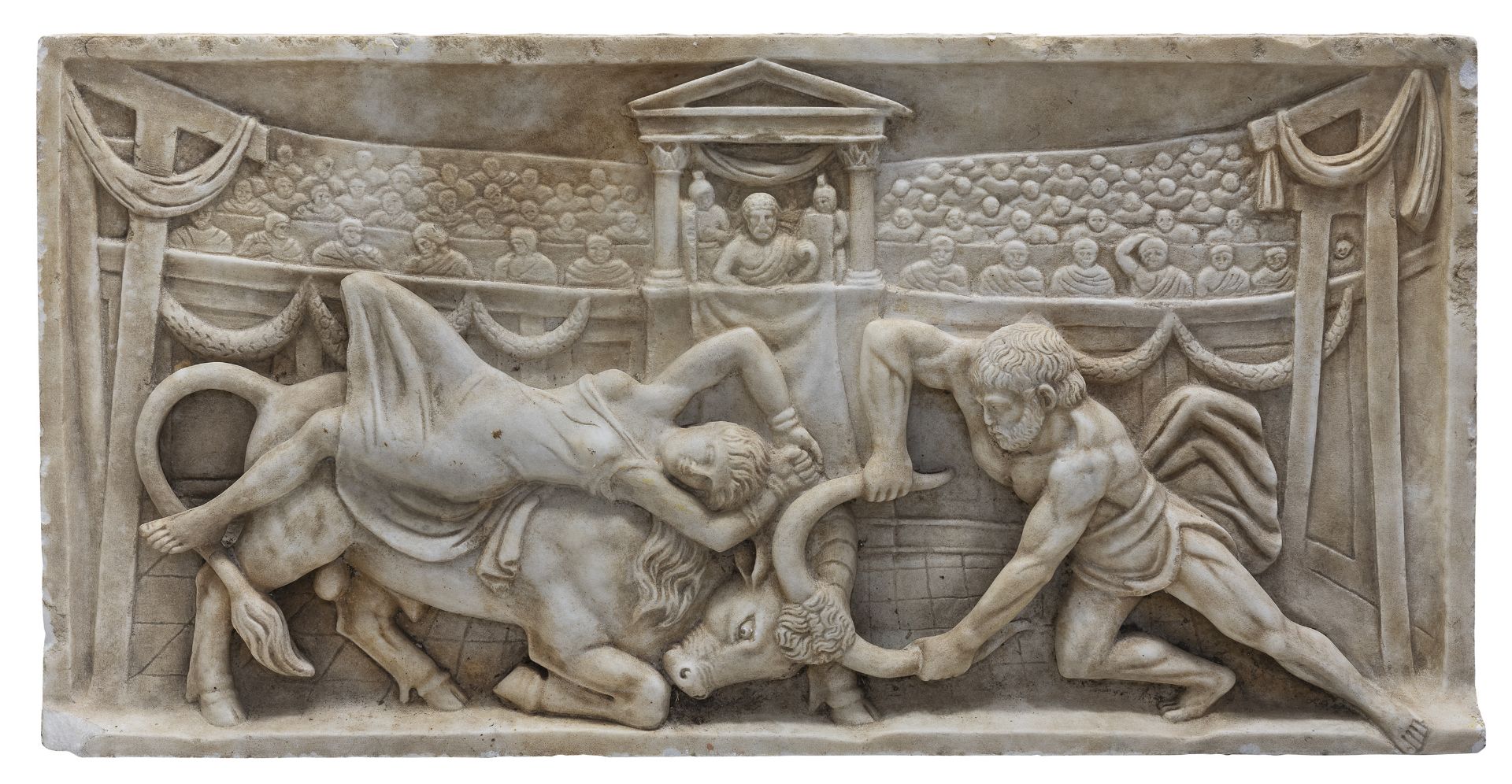 BAS-RELIEF IN WHITE MARBLE ROMAN STYLE END OF THE 19TH CENTURY