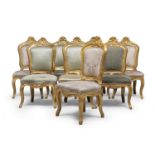 EIGHT GILTWOOD CHAIRS NAPLES 18TH CENTURY