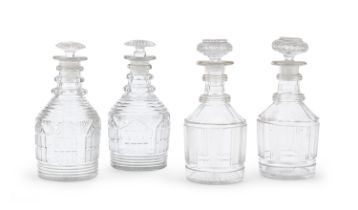 FOUR GLASS BOTTLES END OF THE 19TH CENTURY