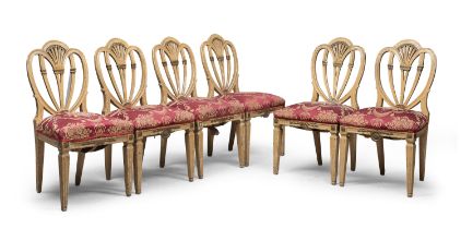 SIX YELLOW LACQUERED WOODEN CHAIRS PROBABLY VIENNA END OF THE 18TH CENTURY