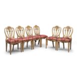 SIX YELLOW LACQUERED WOODEN CHAIRS PROBABLY VIENNA END OF THE 18TH CENTURY