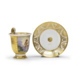 PORCELAIN CUP AND SAUCER 19TH CENTURY