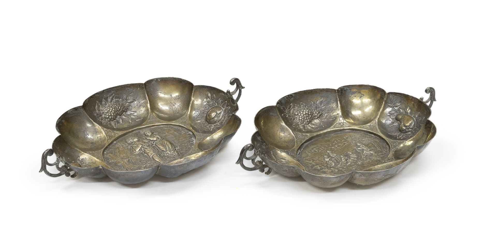 PAIR OF SILVER TRAYS GERMANY EARLY 19TH CENTURY