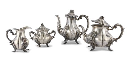 SILVER TEA AND COFFEE SET ITALY approx. 1960.