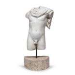 APOLLO'S TORSO IN WHITE MARBLE 20TH CENTURY ARCHAEOLOGICAL STYLE