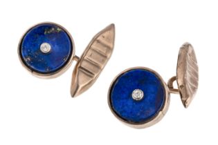 GOLD CUFFLINKS WITH LAPIS LAZULI