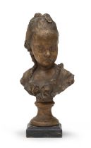 TERRACOTTA BUST OF A GIRL PROBABLY 19th CENTURY FRANCE