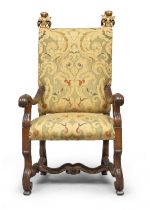 WALNUT WOOD THRONE PROBABLY 18th CENTURY FRANCE