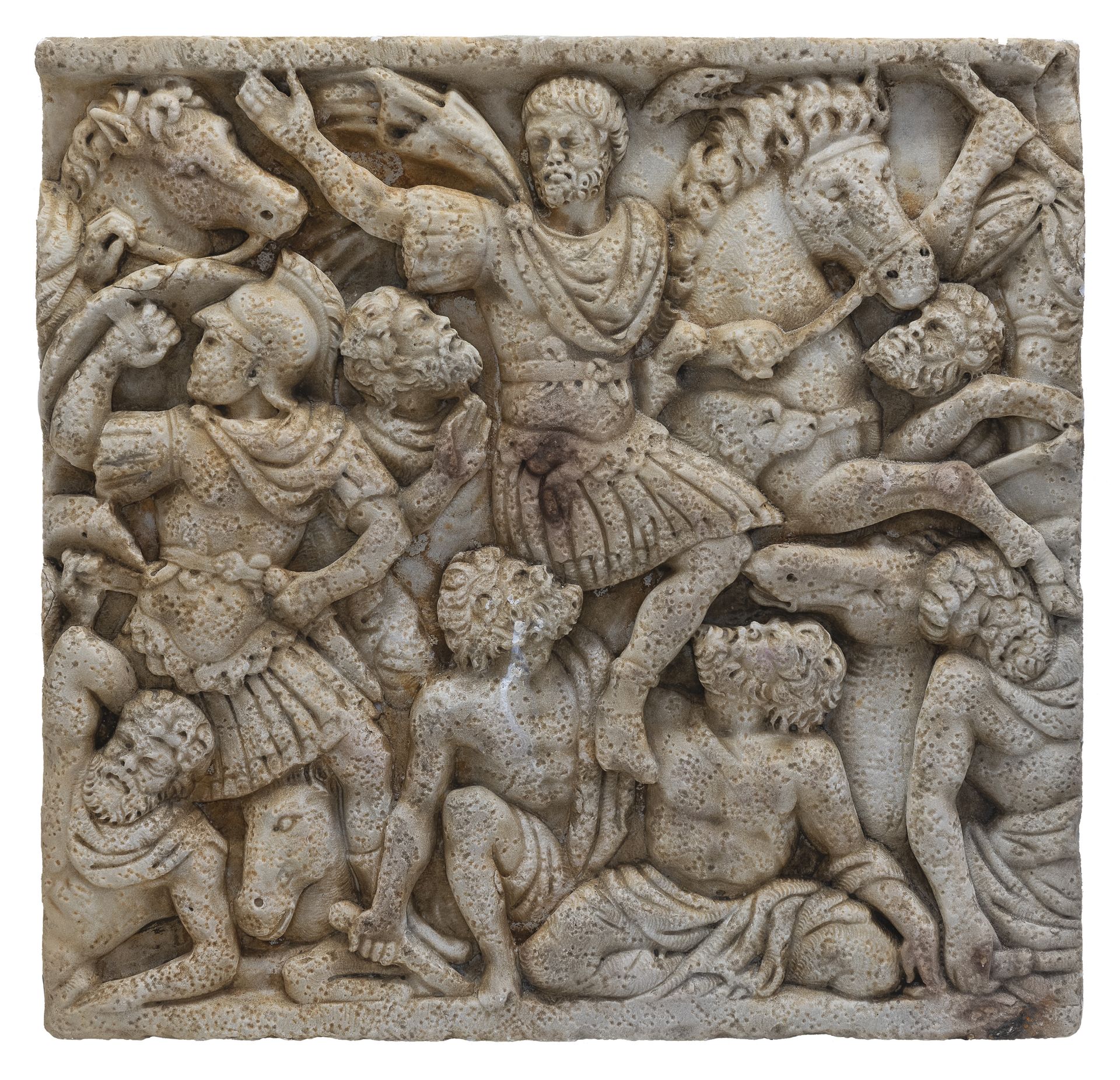 HIGH RELIEF IN WHITE MARBLE ROMAN STYLE END OF THE 19TH CENTURY
