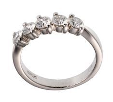 WHITE GOLD RIVIERE RING WITH FIVE DIAMONDS