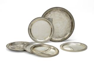 SEVEN SILVER SAUCERS ITALY 20TH CENTURY