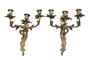PAIR OF GOLDEN BRONZE WALL LAMPS END OF THE 18TH CENTURY