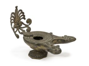 BRONZE OIL LAMP 19TH CENTURY ARCHAEOLOGICAL STYLE