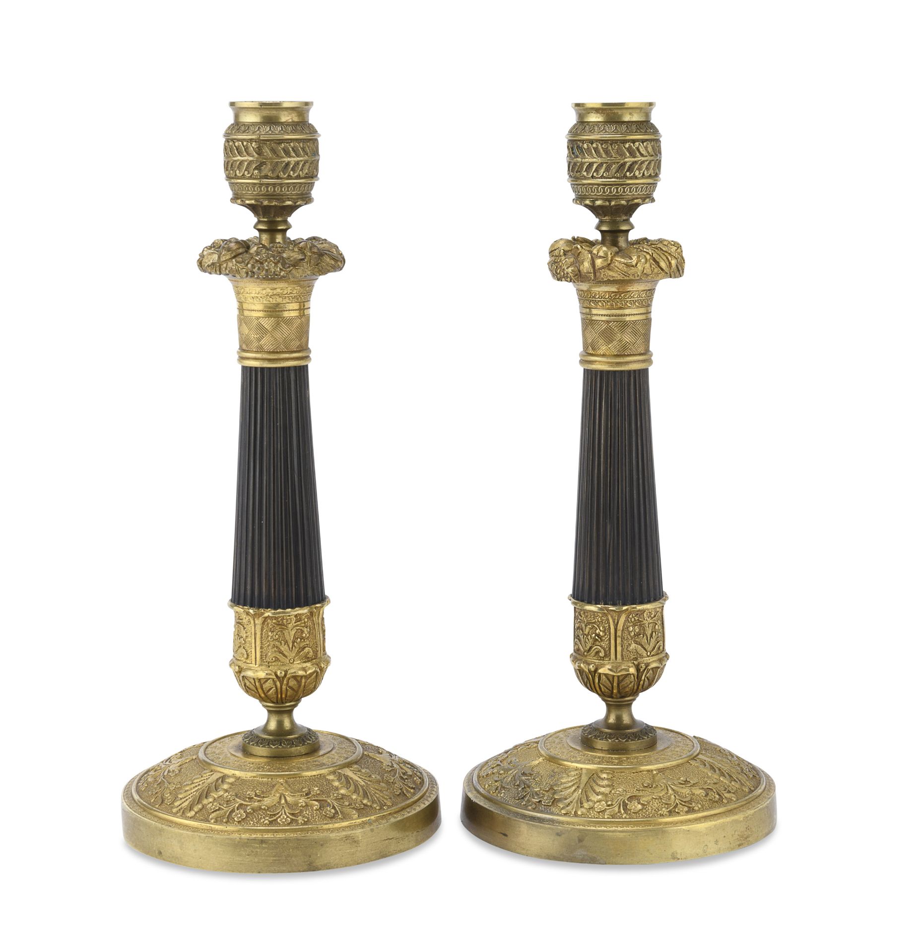 PAIR OF BRONZE CANDLESTICKS EMPIRE PERIOD