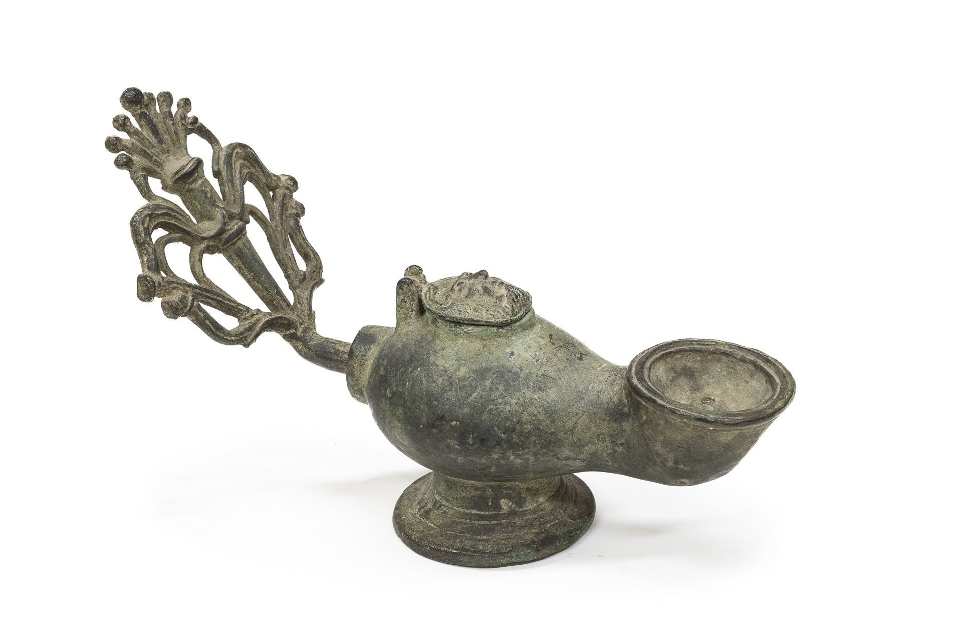 BRONZE OIL LAMP 19TH CENTURY ARCHAEOLOGICAL STYLE