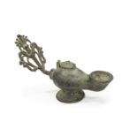 BRONZE OIL LAMP 19TH CENTURY ARCHAEOLOGICAL STYLE