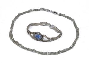 SET OF SILVER ART NOUVEAU STYLE NECKLACE AND BRACELET