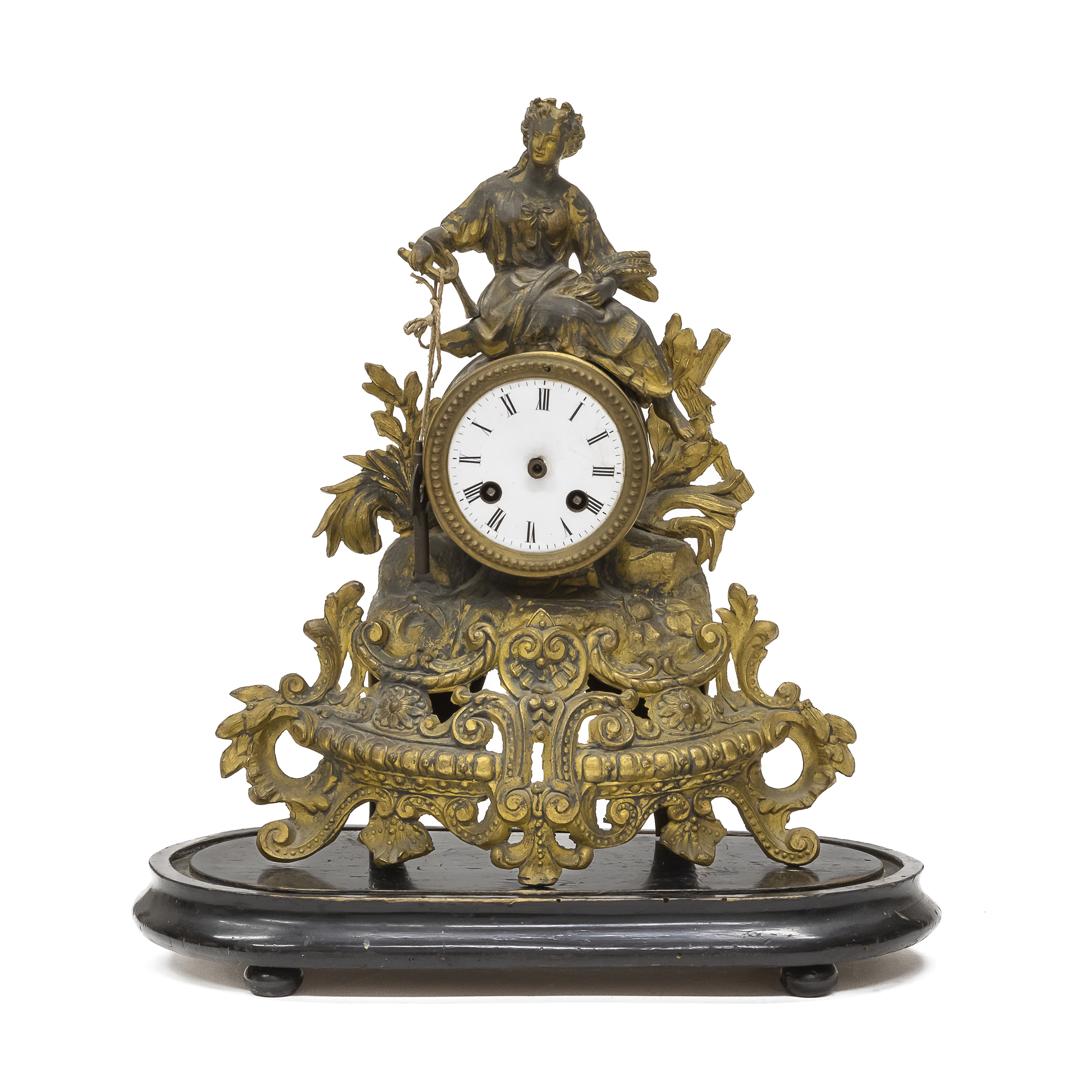 GILT METAL TABLE CLOCK 19th CENTURY