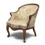 WALNUT ARMCHAIR PROBABLY NAPLES 19TH CENTURY