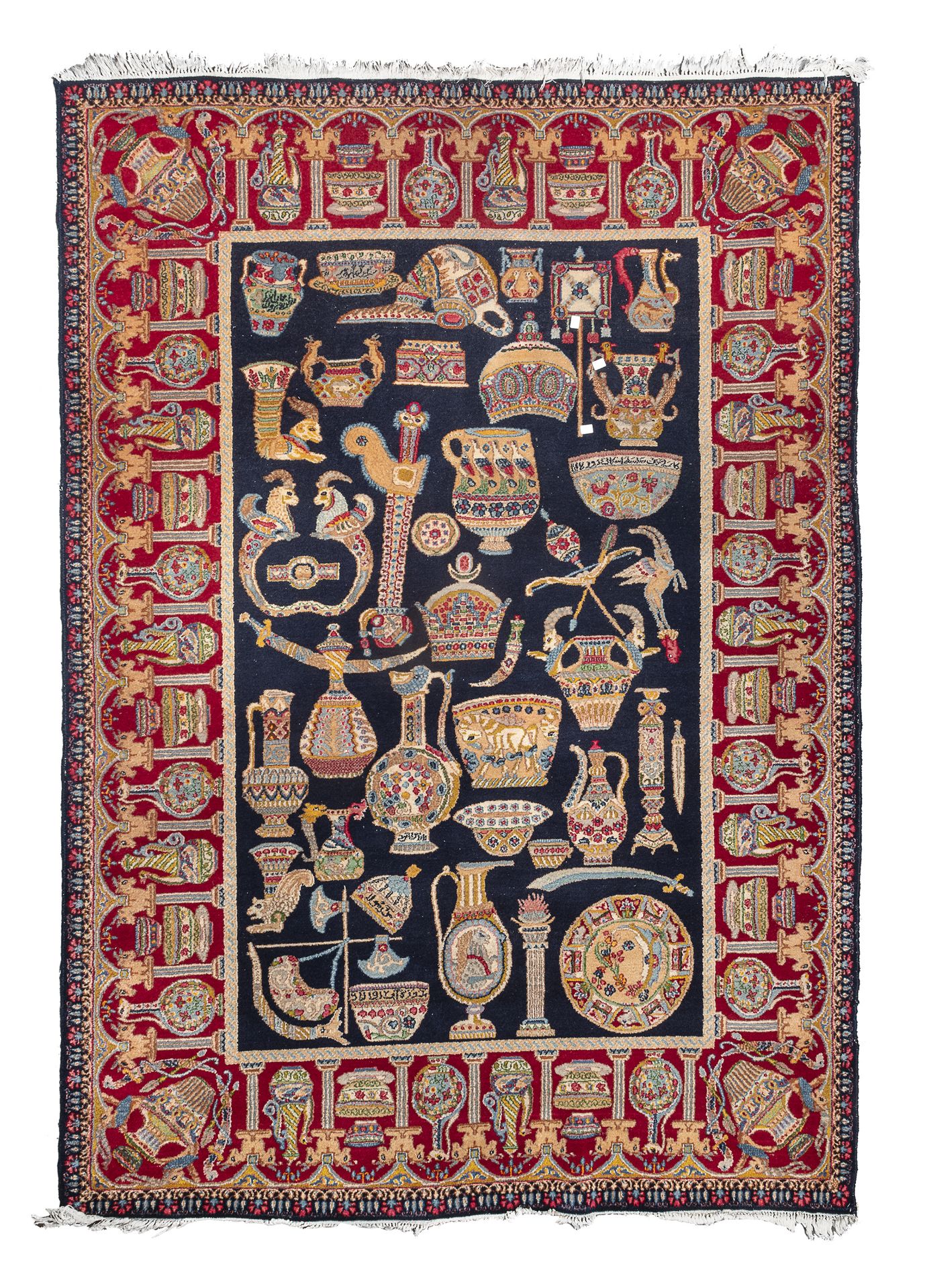 RARE FIGURED KIRMAN CARPET FIRST HALF 20TH CENTURY