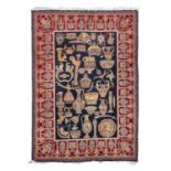 RARE FIGURED KIRMAN CARPET FIRST HALF 20TH CENTURY