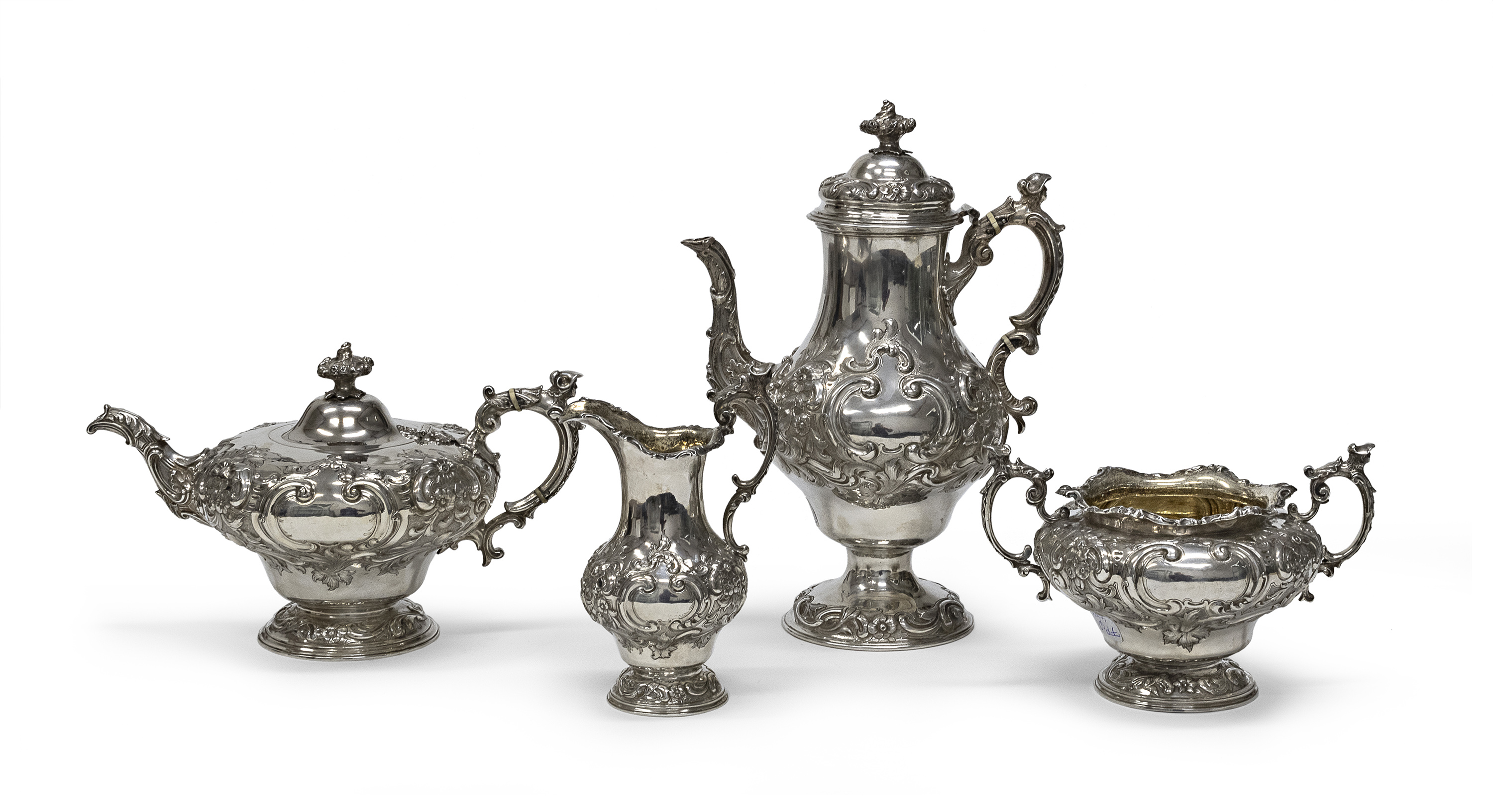 SILVER TEA AND COFFEE SERVICE LONDON approx. 1850.