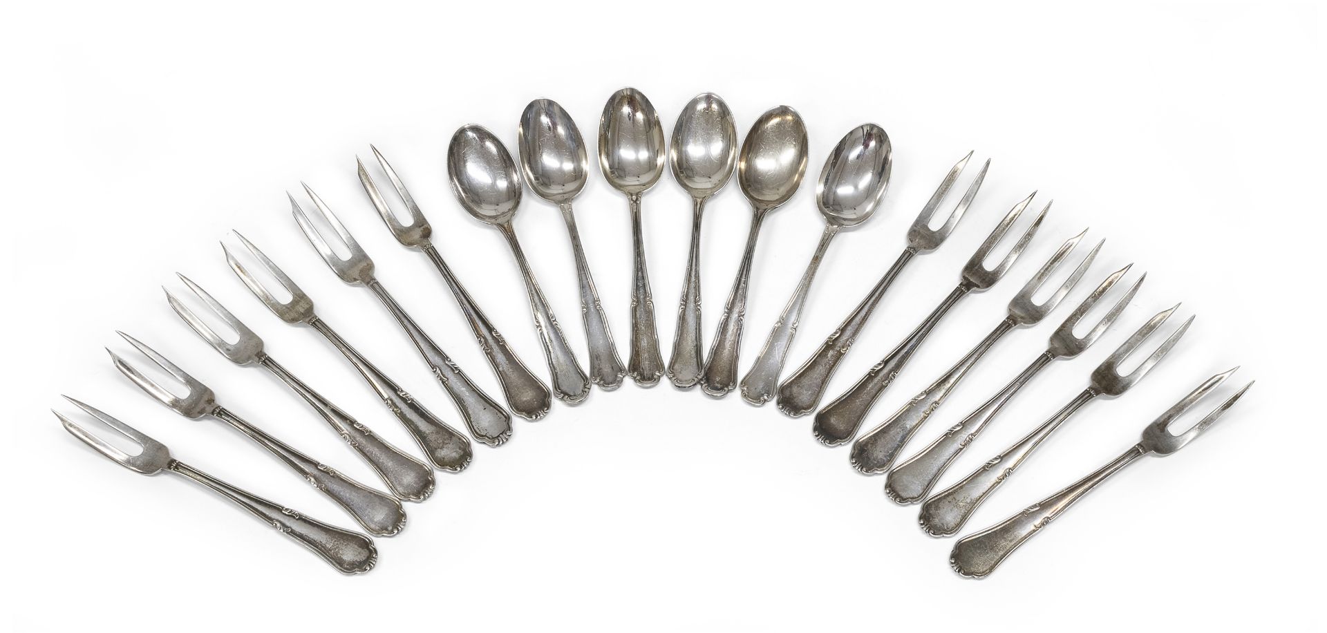 SILVER DESSERT CUTLERY ITALY END OF THE 20TH CENTURY