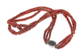 THREE-STRAND CORAL NECKLACE