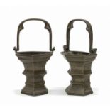 PAIR OF SMALL BRONZE STOUPS 19TH CENTURY