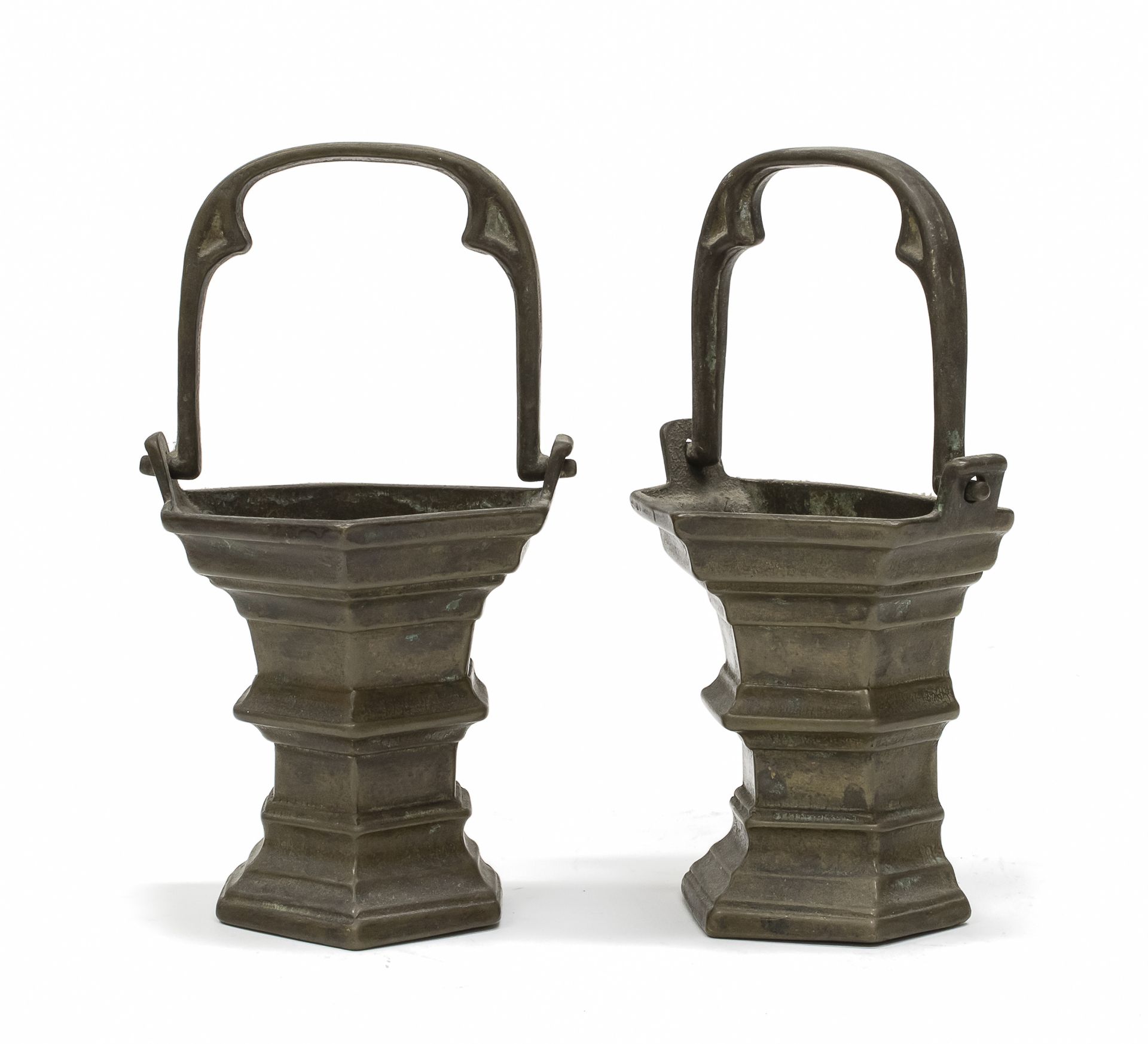 PAIR OF SMALL BRONZE STOUPS 19TH CENTURY