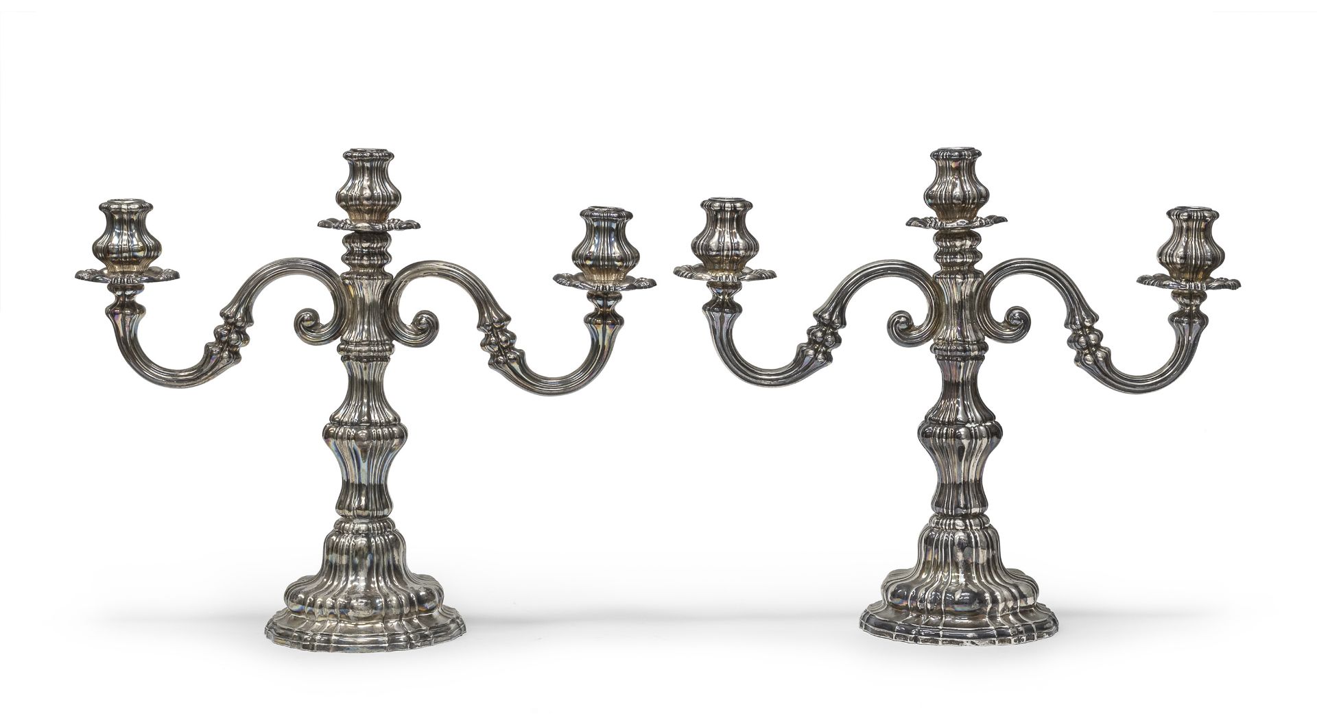 PAIR OF SILVER CANDELABRA ALEXANDRIA approx. 1950.