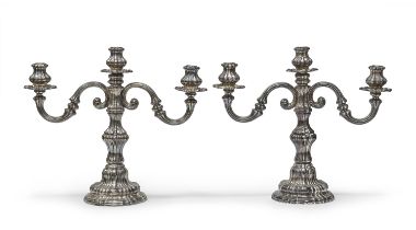 PAIR OF SILVER CANDELABRA ALEXANDRIA approx. 1950.