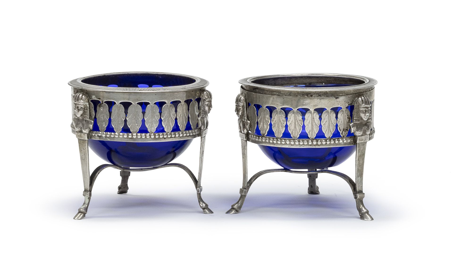 PAIR OF SILVER SALT CELLARS ITALY EARLY 19TH CENTURY