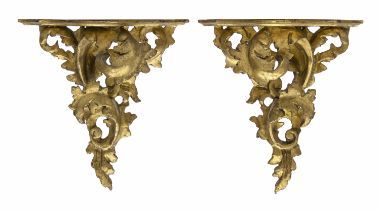 PAIR OF GILTWOOD SHELVES 19th CENTURY