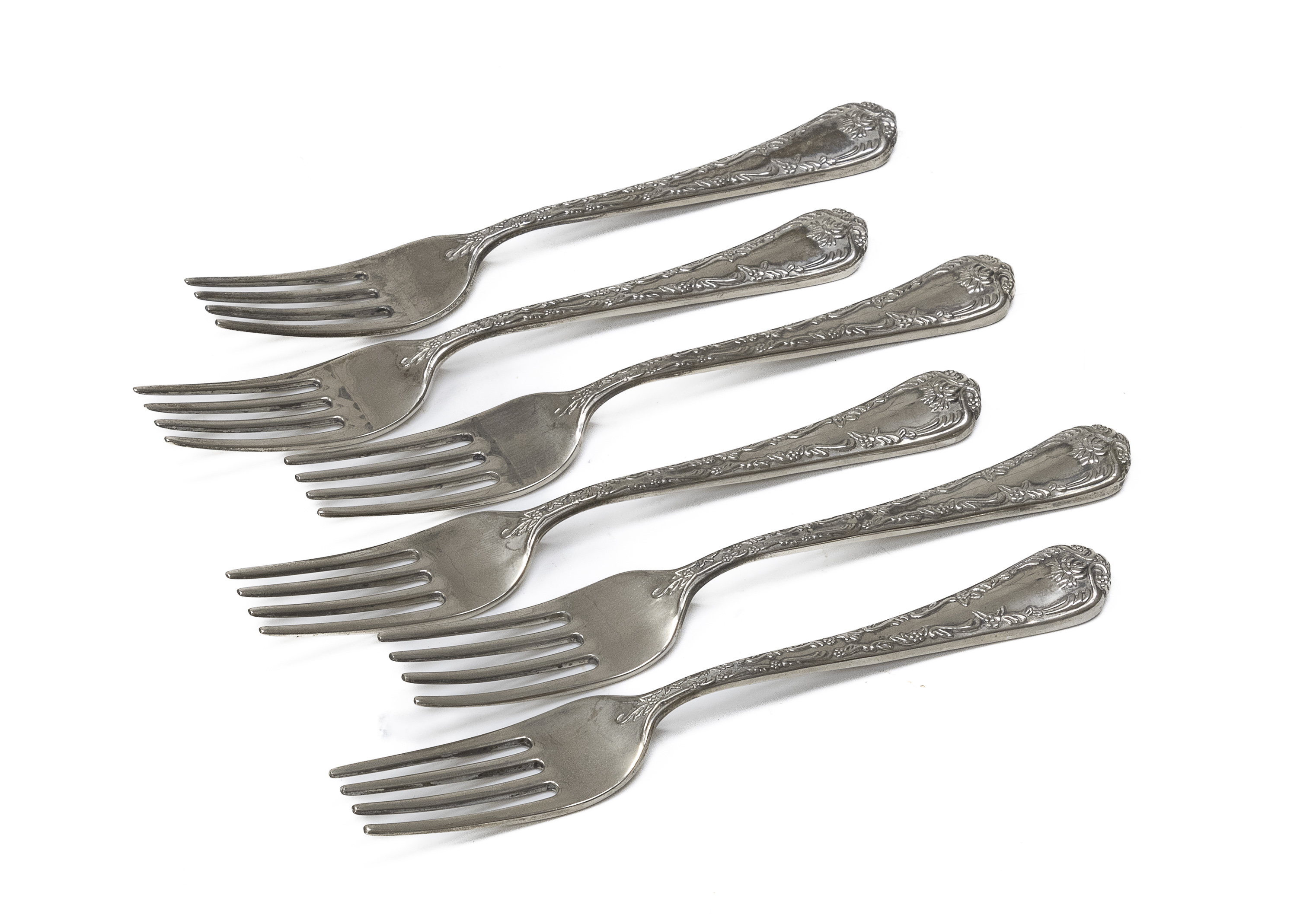 SIX SILVER-PLATED FORKS EARLY 20TH CENTURY